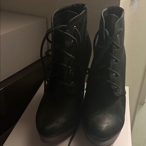 Black Lace-Up Ankle Boots